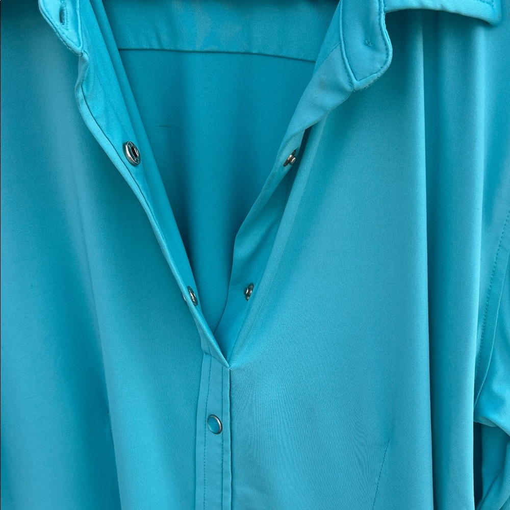 Ranch Dress’n Turquoise Pearl Snap Western Rodeo Shirt - Picture 7 of 9